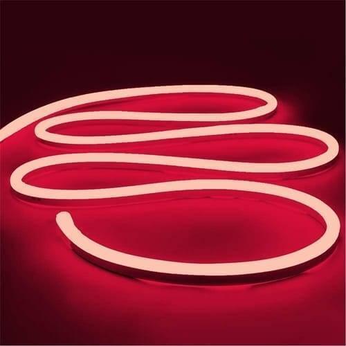 12V Red Neon Flexible Strip Light 1m Waterproof SMD 5050 Rope String Silicone Lamp Outdoor Lighting - a glowing red silicone LED strip coiled in a loose, wavy pattern against a dark background.
