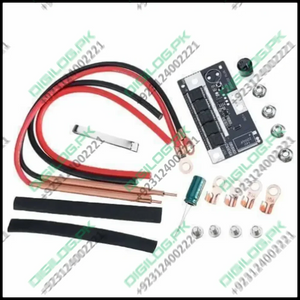 12V Spot Welder Set Portable Battery Spot Welding Storage Machine DIY PCB Circuit Board For 18650 26650 32650 - a black PCB circuit board, two copper welding pens with red and black wires, a capacitor, metal lugs, nuts, and heat shrink.