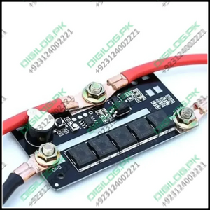 12V Spot Welder Set Portable Battery Spot Welding Storage Machine DIY PCB Circuit Board For 18650 26650 32650 - a black PCB circuit board with five MOSFETs, a buzzer, two screw terminals, and red and black power cables attached.