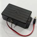 12V WiFi Router Power Bank With Power Supply Adapter 12.6V - black rectangular enclosure, a metal toggle switch on the side, and an attached red and black DC power connector.
