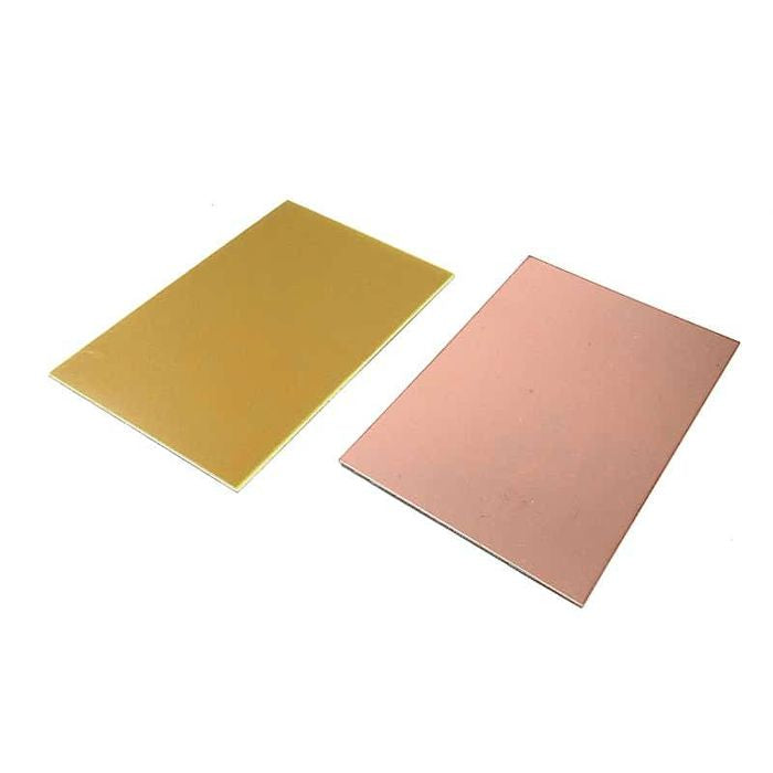 12x6 Inches Copper Clad Sheet Single Sided - two rectangular boards, one with a gold-toned surface and one with a copper-toned surface.