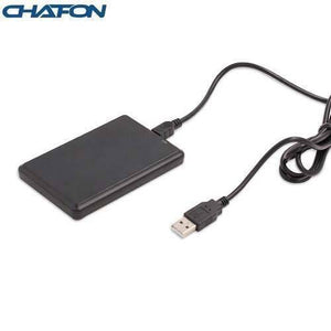 13.56MHz RFID Reader NFC Reader Writer - a black rectangular device connected to a black USB cable.