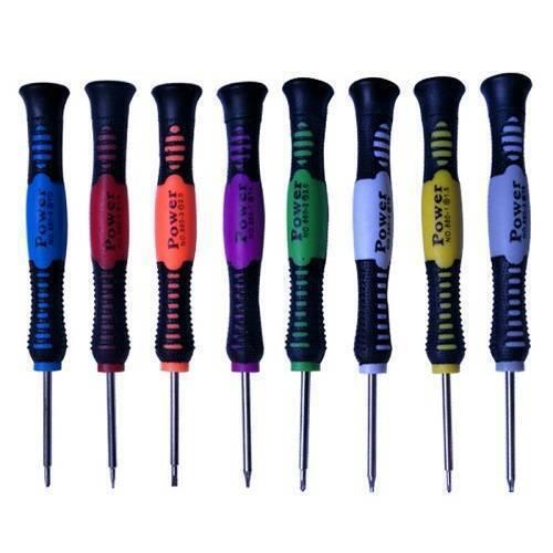 14 Pcs Repair Tools Screwdrivers Kit For Smartphone Pc Tablet 2811 - eight precision screwdrivers with color-coded handles arranged in a row.