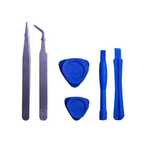 14 Pcs Repair Tools Screwdrivers Kit For Smartphone Pc Tablet 2811 - two metal tweezers, two blue plastic triangular picks, and two blue plastic pry tools.