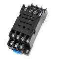 14 Pin 5A Coil 220V AC Power Relay Base Screw Terminals Base - a black, rectangular plastic relay socket with 14 screw terminals and a blue release latch.