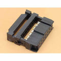 14 Pin IDC Connector 2x7 Pin Female Crimp Type – 2.54mm Pin Spacing For Ribbon Cable Connections - a black, rectangular plastic connector featuring two rows of seven metal pins and a ribbon cable slot.