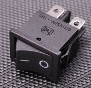 14MMX20MM 2 Position Rocker Switch 4 Legs - a black rectangular rocker switch with a two-position toggle marked with a dash and a circle symbol.