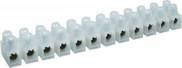 15 Amp Connector Strip, 12 Way PVC - a white plastic terminal block featuring twelve individual wire connection points with visible metal screw terminals.