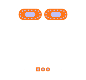 150A Range ACS758-KCB150B Hall Effect Linear Current Sensor - shown as a top-down diagram with two orange oval sensor modules and three small icons.