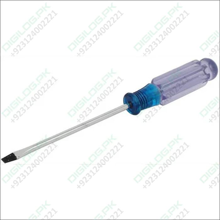 150mm Flathead Screwdriver - shown as a single tool with a silver metal shaft and a translucent purple plastic handle with a blue collar.