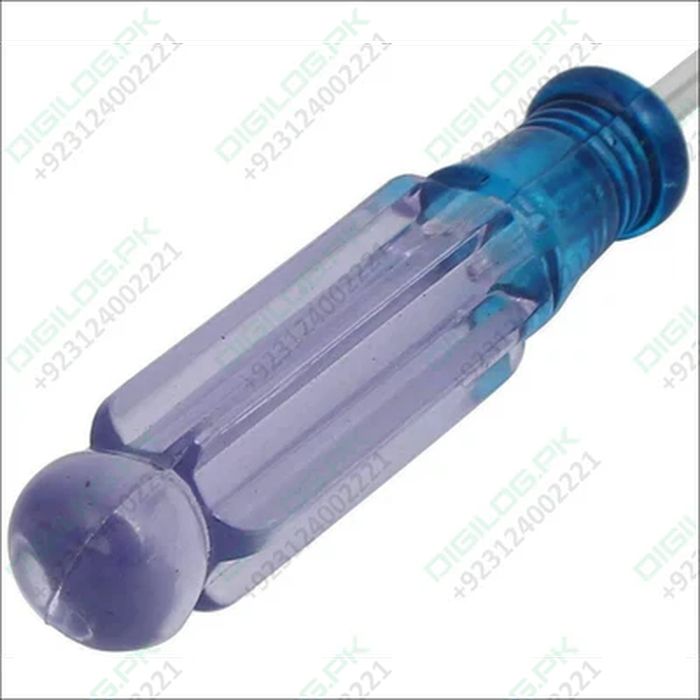 150mm Flathead Screwdriver - shown as a close-up of a translucent blue plastic handle with a rounded end and a visible metal shaft.