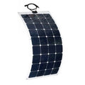 150W 12V Flexible Solar Panel Lahore Only - a curved, rectangular solar panel with a dark blue grid of cells and a black cable connector at the top.