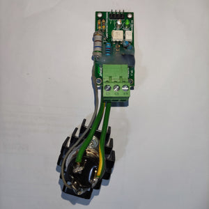 15amp 220V AC Arduino 1 Channel TRIAC Module With Zero Crossing Sensor - the green circuit board connected to a black TRIAC component by wires.