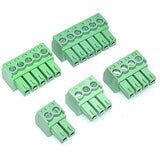 15EDG-Y 3.8mm Pitch 6 Pin Connector - shown as a collection of five green screw terminal blocks with varying pin counts arranged on a white background.