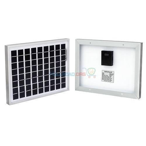 15W 12V PV Solar Power Panel Cell Module - shown from both the front with its grid of cells and the back with a central junction box and specification label.