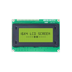 16 x 4 Yellow/green Color LCD Display Module (JHD539M9) - screen with the text "16X4 LCD SCREEN" and symbols on a green circuit board.