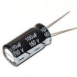 160V 150uF Electrolytic Capacitor - a black cylindrical electronic component with two metal leads and white text indicating 100uF and 160V.