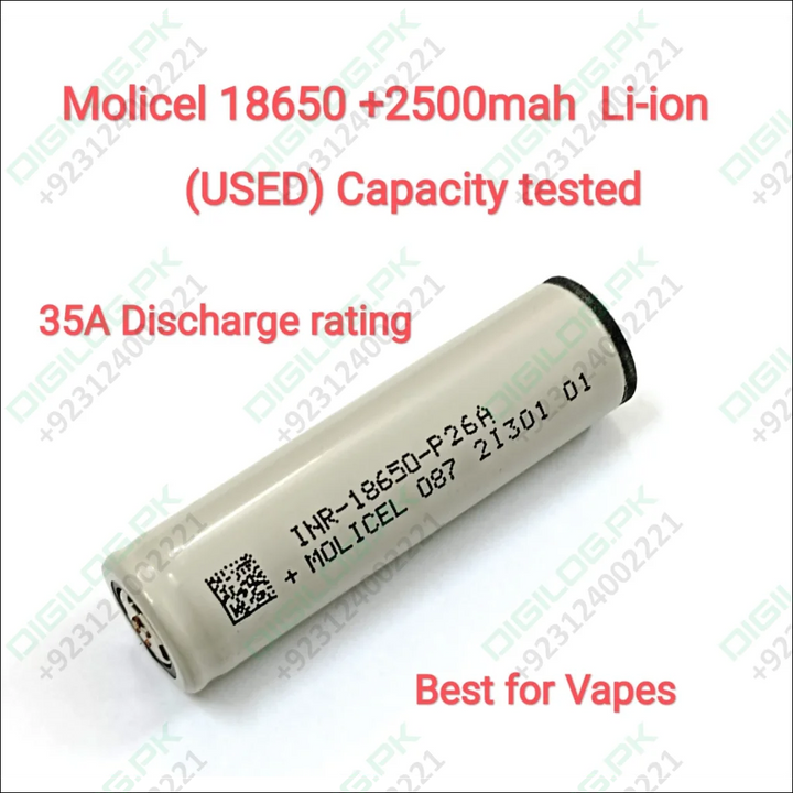 A Used Powerful And Long-lasting Battery Molicel 18650