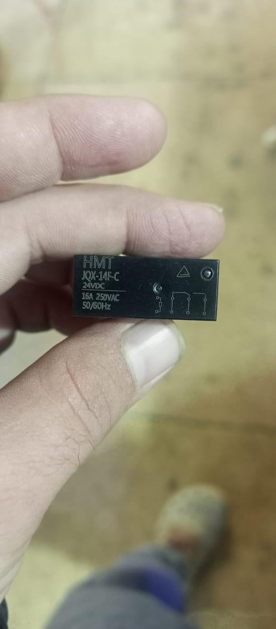16A 250VAC 24V 8 Pin Relay - the black rectangular casing with printed specifications and a wiring diagram on the side.
