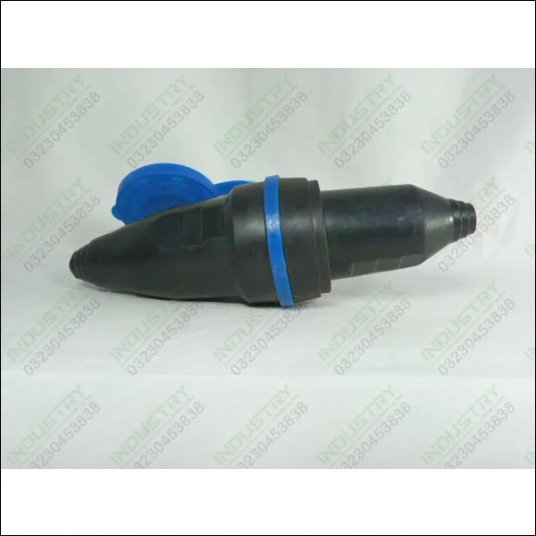 16A 2Pin Industrial Plug Safety Male Female Connector 250V - shown as a black cylindrical industrial connector with a blue ring and a blue hinged cover.