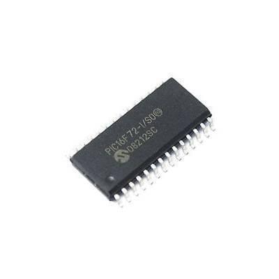 16F72 PIC16F72-I/SO PIC-16F72 SOP-28 DIP 28-pins SMD Microchip IC Microcontroller - a black rectangular 28-pin SMD integrated circuit with white text printed on its surface.