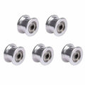 16T 6-3mm GT2 Idler Series 3mm Aluminum Belt Pulley - shown as a set of five identical silver-colored cylindrical pulleys with central ball bearings.