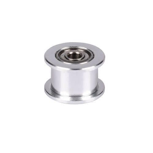 16T 6-3mm GT2 Idler Series 3mm Aluminum Belt Pulley - shown as a silver-colored cylindrical metal pulley with a center ball bearing.