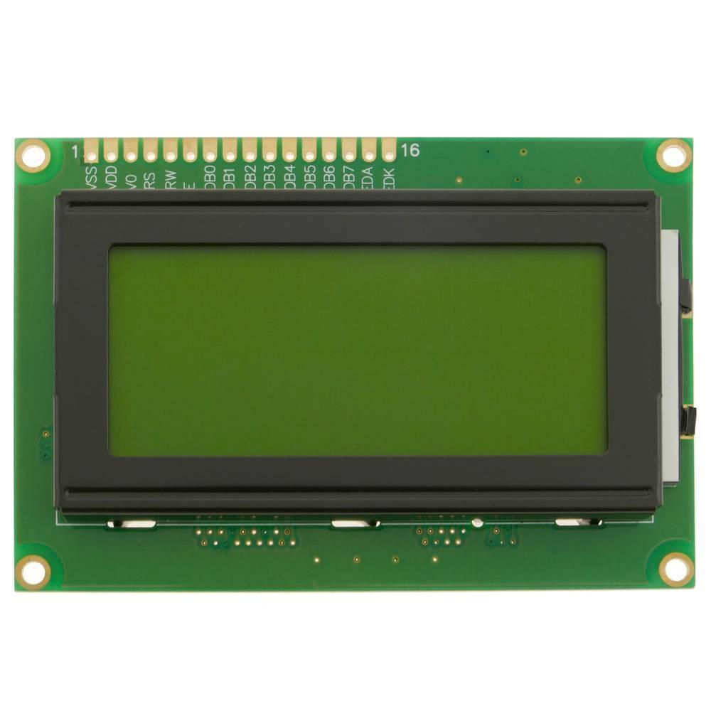 16x4 Character LCD 1604 Green LCD Display Module FDCC1604 Series For Arduino Raspberry Pi - a rectangular green screen with a black bezel and a row of 16 metal pin connectors at the top.