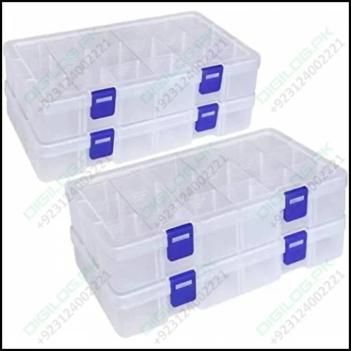 275mm x 185mm 45mm 18 Grid Component Storage Box Plastic