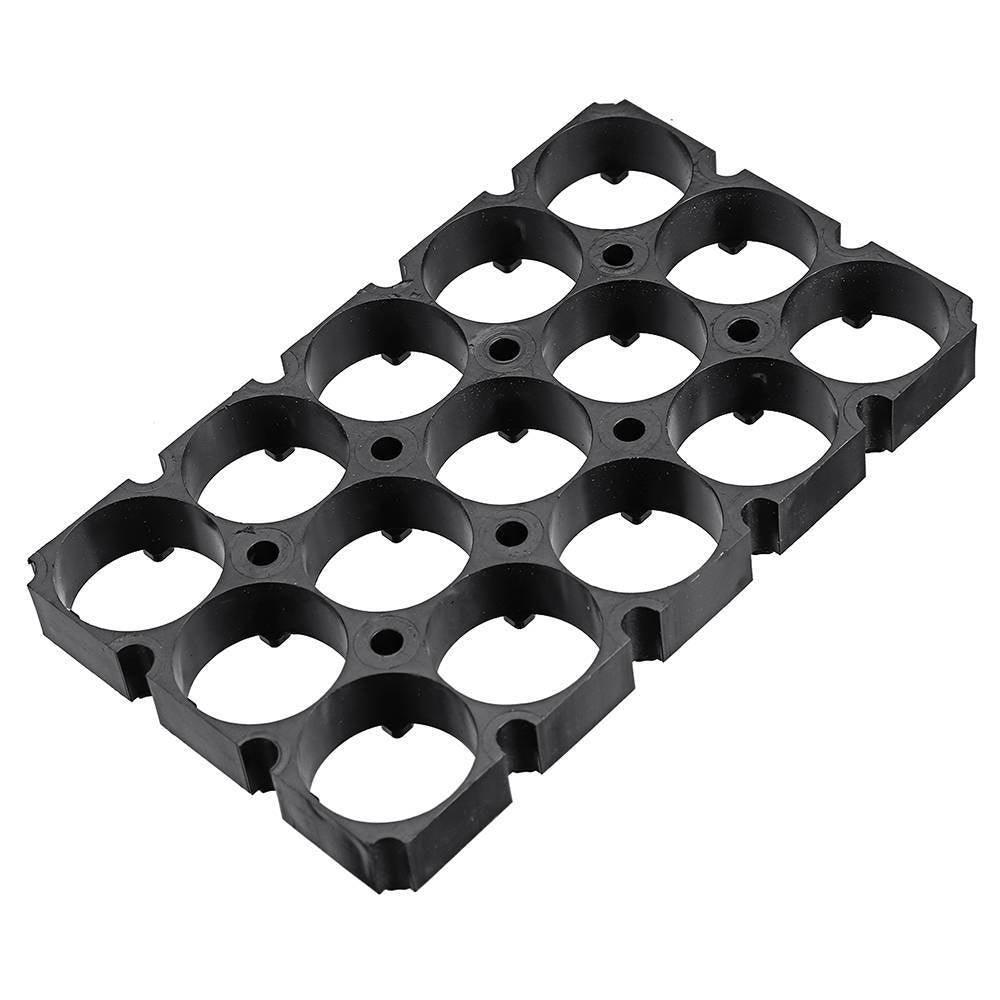 18650 Battery Holder 3x5 Cell 18650 Batteries Spacer Holders Radiating Plastic Holder Bracket For DIY Battery Pack - a black plastic grid bracket with fifteen circular cutouts arranged in a three-by-five rectangular pattern.