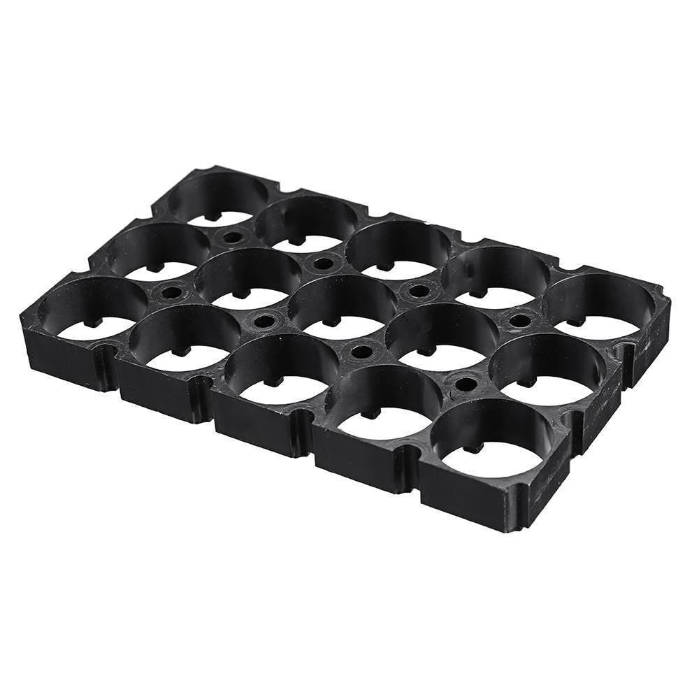 18650 Battery Holder 3x5 Cell 18650 Batteries Spacer Holders Radiating Plastic Holder Bracket For DIY Battery Pack - a black plastic grid bracket with fifteen circular slots designed to hold 18650 batteries in a rectangular arrangement.