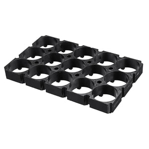 18650 Battery Holder 3x5 Cell 18650 Batteries Spacer Holders Radiating Plastic Holder Bracket For DIY Battery Pack - a black plastic grid bracket with fifteen circular slots designed to hold 18650 batteries in a rectangular arrangement.