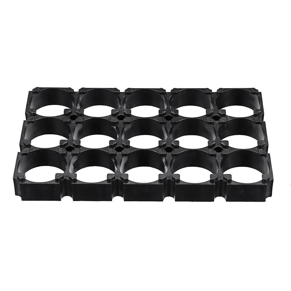 18650 Battery Holder 3x5 Cell 18650 Batteries Spacer Holders Radiating Plastic Holder Bracket For DIY Battery Pack - a black plastic grid bracket with fifteen circular slots arranged in a three-by-five rectangular configuration.