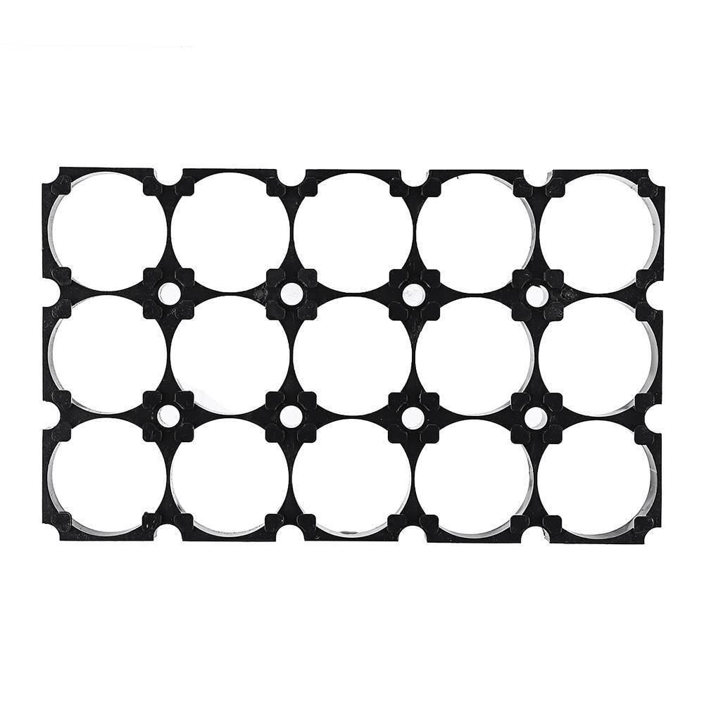18650 Battery Holder 3x5 Cell 18650 Batteries Spacer Holders Radiating Plastic Holder Bracket For DIY Battery Pack - a black plastic rectangular spacer bracket with fifteen circular cutouts arranged in a three-by-five grid.