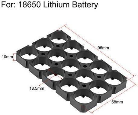 18650 Battery Holder 3x5 Cell 18650 Batteries Spacer Holders Radiating Plastic Holder Bracket For DIY Battery Pack - a black plastic grid bracket for 15 batteries, shown in a technical diagram with dimensions in millimeters.