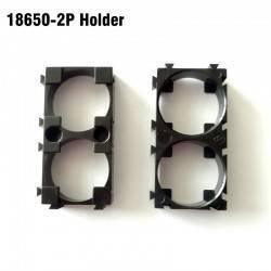 18650 Lithium Battery Holder 2p - two black plastic battery spacer brackets, each designed to hold two 18650 cylindrical cells side-by-side.