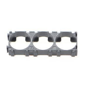 18650 Lithium Battery Holder 3p - a grey plastic spacer frame with three circular cutouts designed to hold three 18650 batteries side-by-side.