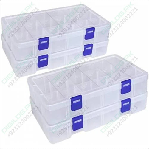 275mm x 185mm 45mm 18 Grid Component Storage Box Plastic