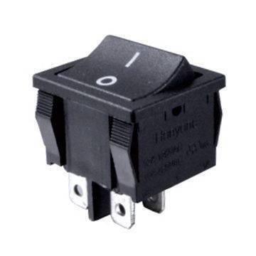 19MMX22MM 2 Position Rocker Switch 4 Legs - a black rectangular rocker switch with a toggle marked with O and I symbols and four metal contact pins.