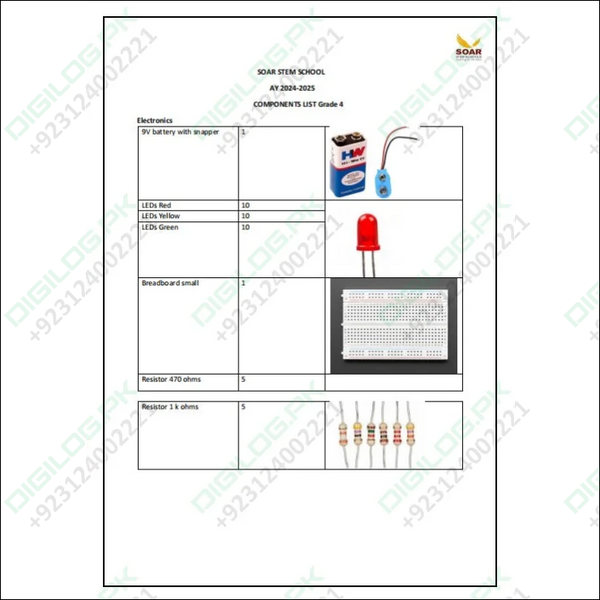 Soar Stem school AY 2024-25 Component list for Grade 4