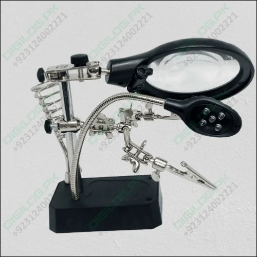 Magnifying Glass 5 Led Auxiliary Clip Magnifier 3 In1 Hand