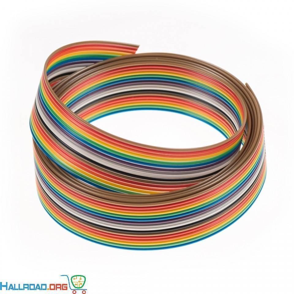 1feet 13 Wires Rainbow Color Flat Ribbon Cable - multiple parallel wires in various colours.