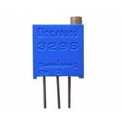 1k 3296W Multiturn Variable Resistor Potentiometer Trimmer Resistor - a blue, square-shaped electronic component with three pins and a top adjustment screw.