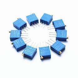 1k 3296W Multiturn Variable Resistor Potentiometer Trimmer Resistor - shown as a collection of eleven blue rectangular components arranged in a circle.