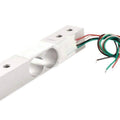 1kg Range Weighing Sensor Load Cell Sensor For Electronic Yzc-131 - a silver metal bar with two circular cutouts and four multi-coloured wires.