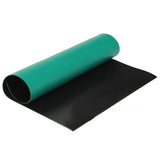 1m*1m*2mm Antistatic ESD Floor Mat/ESD Rubber Table Mat For Production/S5 PVC Antistatic Workbench Rubber Mat - shown as a partially rolled, two-toned sheet with a smooth green top layer and a black bottom layer.