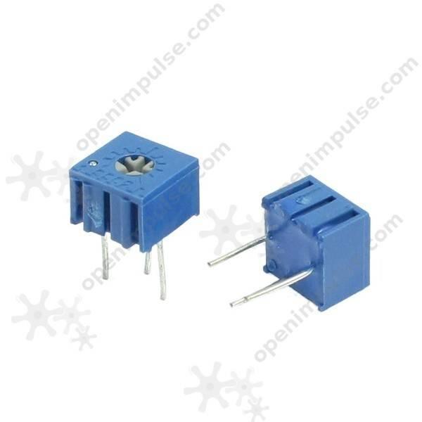 1M 3386 Single Turn Variable Potentiometer - two blue, square-shaped electronic components with three metal pins and a top adjustment screw.