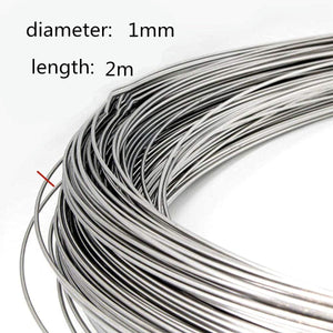 1mm 1 Meter 20 AWG Nichrome Wire Resistance Nickel Chrome 80/20 Heating Wire 1.94 Ohm/meter OCR21A14 - shown as a large, silver-colored coil of thin metal wire with text overlays indicating a 1mm diameter and 2m length.