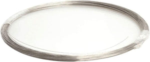 1mm 1 Meter 20 AWG Nichrome Wire Resistance Nickel Chrome 80/20 Heating Wire 1.94 Ohm/meter OCR21A14 - shown as a silver-colored metallic wire coiled into a large circular loop and secured with two small tape strips.