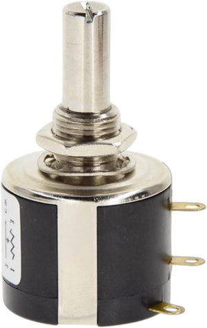 1pc 20k 534-1-1 Spectorl Precision Coil Wire Wound Potentiometer 534 2W In Pkaistan - a silver and black cylindrical electronic component with a metal shaft and three gold-colored terminals.